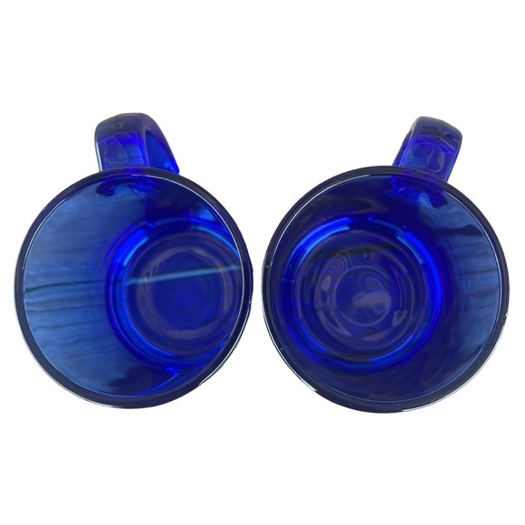 Vintage Cobalt Blue Glass Mug Set Marked BL - Picture 6 of 13